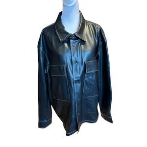 Hudson Jeans Shirt Jacket Black Vegan Leather Men's XL NWOT